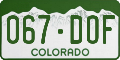 CO license plate 067DOF