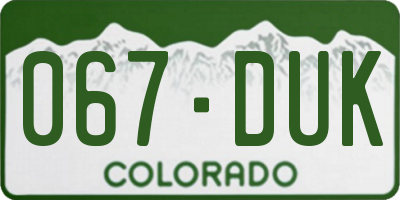 CO license plate 067DUK