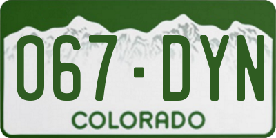 CO license plate 067DYN