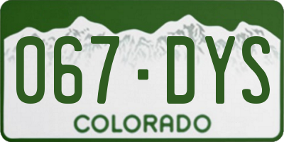 CO license plate 067DYS