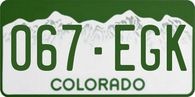 CO license plate 067EGK