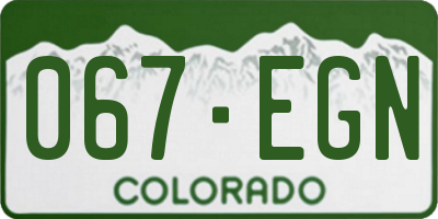 CO license plate 067EGN