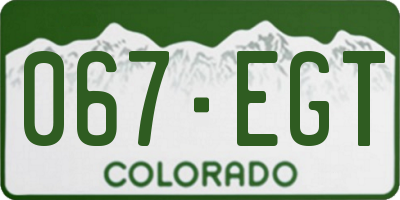 CO license plate 067EGT