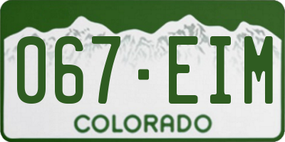 CO license plate 067EIM
