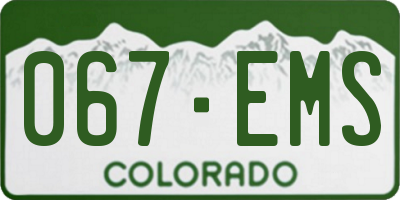 CO license plate 067EMS