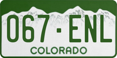 CO license plate 067ENL
