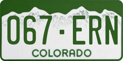 CO license plate 067ERN