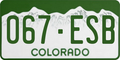 CO license plate 067ESB