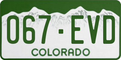 CO license plate 067EVD