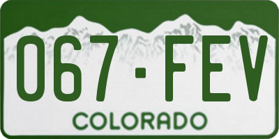 CO license plate 067FEV