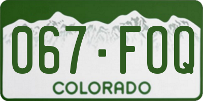 CO license plate 067FOQ