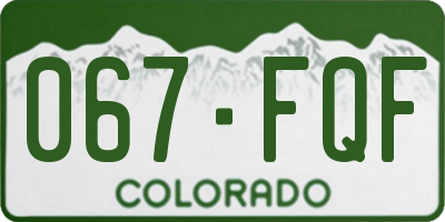CO license plate 067FQF