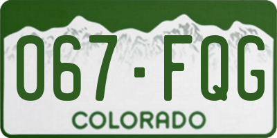 CO license plate 067FQG