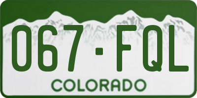 CO license plate 067FQL