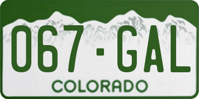 CO license plate 067GAL