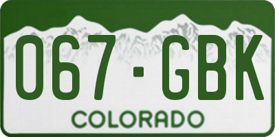 CO license plate 067GBK