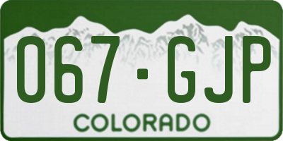 CO license plate 067GJP