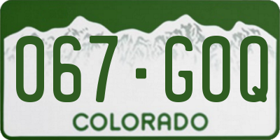 CO license plate 067GOQ