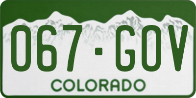 CO license plate 067GOV