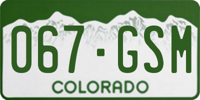 CO license plate 067GSM