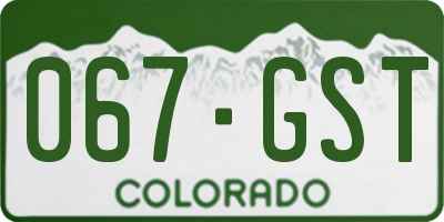 CO license plate 067GST