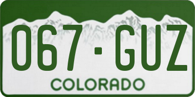 CO license plate 067GUZ