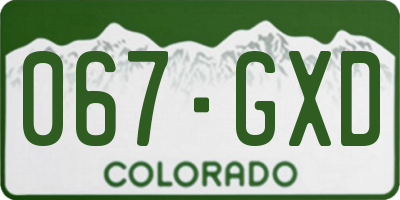 CO license plate 067GXD