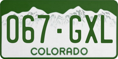 CO license plate 067GXL