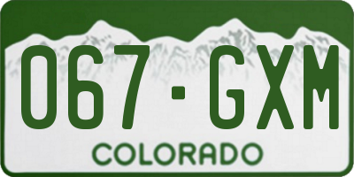 CO license plate 067GXM