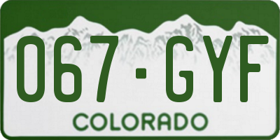 CO license plate 067GYF