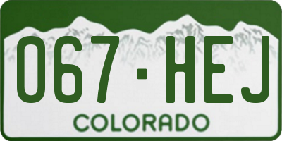 CO license plate 067HEJ