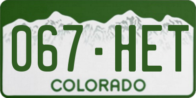 CO license plate 067HET