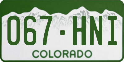 CO license plate 067HNI