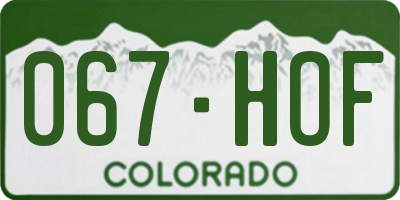 CO license plate 067HOF