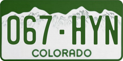 CO license plate 067HYN