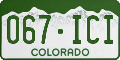 CO license plate 067ICI