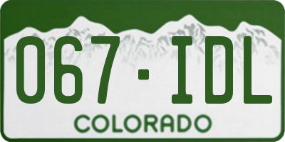 CO license plate 067IDL
