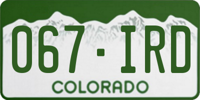 CO license plate 067IRD