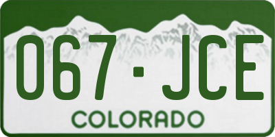 CO license plate 067JCE
