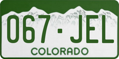 CO license plate 067JEL