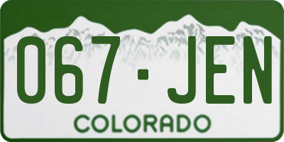 CO license plate 067JEN