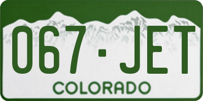CO license plate 067JET
