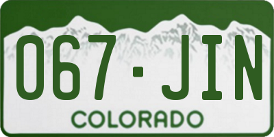 CO license plate 067JIN