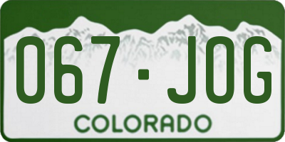 CO license plate 067JOG