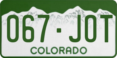 CO license plate 067JOT