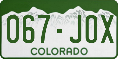 CO license plate 067JOX