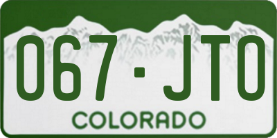 CO license plate 067JTO