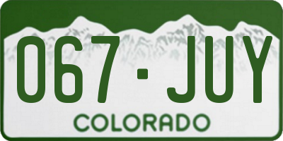 CO license plate 067JUY