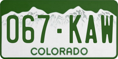CO license plate 067KAW