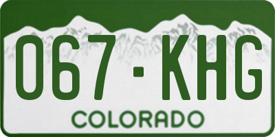 CO license plate 067KHG
